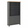 Marbury Slate Grey Painted Tall Wide Bookcase with 2 Door Cupboard