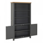 Marbury Slate Grey Painted Tall Wide Bookcase with 2 Door Cupboard