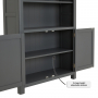 Marbury Slate Grey Painted Tall Wide Bookcase with 2 Door Cupboard