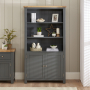 Marbury Slate Grey Painted Tall Wide Bookcase with 2 Door Cupboard