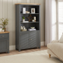 Marbury Slate Grey Painted Tall Wide Bookcase with 2 Door Cupboard