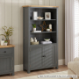 Marbury Slate Grey Painted Tall Wide Bookcase with 2 Door Cupboard