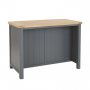 Marbury Slate Grey Painted Kitchen Island Counter with Breakfast Bar Table Top (2 Seater)