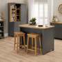 Marbury Slate Grey Painted Kitchen Island Counter with Breakfast Bar Table Top (2 Seater)