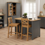 Marbury Slate Grey Painted Kitchen Island Counter with Breakfast Bar Table Top (2 Seater)