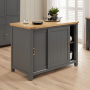 Marbury Slate Grey Painted Kitchen Island Counter with Breakfast Bar Table Top (2 Seater)