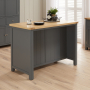 Marbury Slate Grey Painted Kitchen Island Counter with Breakfast Bar Table Top (2 Seater)