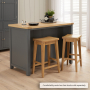 Marbury Slate Grey Painted Kitchen Island Counter with Breakfast Bar Table Top (2 Seater)