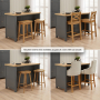 Marbury Slate Grey Painted Kitchen Island Counter with Breakfast Bar Table Top (2 Seater)