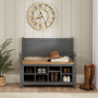 Marbury Slate Grey Painted Monks Hallway Bench with Shoe Storage