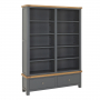 Marbury Slate Grey Painted Grand Double Library Bookcase with 2 Drawers