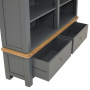 Marbury Slate Grey Painted Grand Double Library Bookcase with 2 Drawers