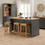 Marbury Slate Grey Painted Kitchen Island Counter with Breakfast Bar Table Top (3 Seater)