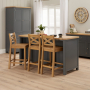 Marbury Slate Grey Painted Kitchen Island Counter with Breakfast Bar Table Top (3 Seater)