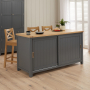 Marbury Slate Grey Painted Kitchen Island Counter with Breakfast Bar Table Top (3 Seater)