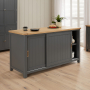 Marbury Slate Grey Painted Kitchen Island Counter with Breakfast Bar Table Top (3 Seater)