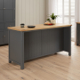 Marbury Slate Grey Painted Kitchen Island Counter with Breakfast Bar Table Top (3 Seater)