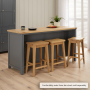 Marbury Slate Grey Painted Kitchen Island Counter with Breakfast Bar Table Top (3 Seater)