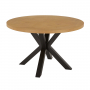 Industrial Parquet Natural Oak 120cm Round Dining Table with Black Starburst Legs – 4 to 6 Seater