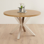 Industrial Parquet Limed Oak 120cm Round Dining Table with Grey Starburst Legs – 4 to 6 Seater