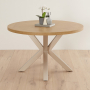 Industrial Parquet Limed Oak 120cm Round Dining Table with Grey Starburst Legs – 4 to 6 Seater