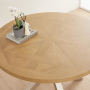 Industrial Parquet Limed Oak 120cm Round Dining Table with Grey Starburst Legs – 4 to 6 Seater