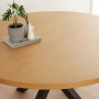 Industrial Natural Oak 150cm Round Dining Table with Black Starburst Legs – 6 to 8 Seater