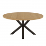 Industrial Limed Oak 150cm Round Dining Table with Black Starburst Legs – 6 to 8 Seater