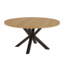 Industrial Limed Oak 150cm Round Dining Table with Black Starburst Legs – 6 to 8 Seater