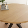 Industrial Limed Oak 150cm Round Dining Table with Black Starburst Legs – 6 to 8 Seater