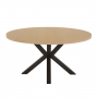 Industrial White Oak 150cm Round Dining Table with Black Starburst Legs – 6 to 8 Seater