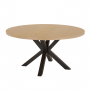 Industrial White Oak 150cm Round Dining Table with Black Starburst Legs – 6 to 8 Seater