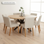 Industrial White Oak 150cm Round Dining Table with Black Starburst Legs – 6 to 8 Seater