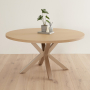 Industrial White Oak 150cm Round Dining Table with Grey Starburst Legs – 6 to 8 Seater