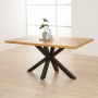 Industrial Herringbone Natural Oak 160cm Dining Table with Black Starburst Legs – 4 to 6 Seater