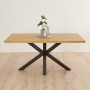 Industrial Herringbone Natural Oak 160cm Dining Table with Black Starburst Legs – 4 to 6 Seater