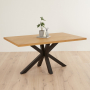 Industrial Herringbone Natural Oak 160cm Dining Table with Black Starburst Legs – 4 to 6 Seater