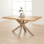 Industrial Herringbone Natural Oak 160cm Dining Table with Grey Starburst Legs – 4 to 6 Seater