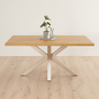 Industrial Herringbone Natural Oak 160cm Dining Table with Grey Starburst Legs – 4 to 6 Seater