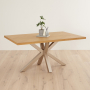 Industrial Herringbone Natural Oak 160cm Dining Table with Grey Starburst Legs – 4 to 6 Seater