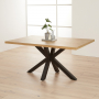 Industrial Herringbone Limed Oak 160cm Dining Table with Black Starburst Legs – 4 to 6 Seater