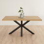 Industrial Herringbone Limed Oak 160cm Dining Table with Black Starburst Legs – 4 to 6 Seater