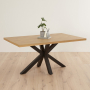 Industrial Herringbone Limed Oak 160cm Dining Table with Black Starburst Legs – 4 to 6 Seater