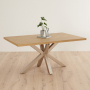 Industrial Herringbone Limed Oak 160cm Dining Table with Grey Starburst Legs – 4 to 6 Seater