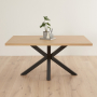 Industrial Herringbone White Oak 160cm Dining Table with Black Starburst Legs – 4 to 6 Seater