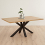 Industrial Herringbone White Oak 160cm Dining Table with Black Starburst Legs – 4 to 6 Seater