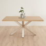 Industrial Herringbone White Oak 160cm Dining Table with Grey Starburst Legs – 4 to 6 Seater