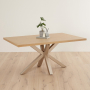 Industrial Herringbone White Oak 160cm Dining Table with Grey Starburst Legs – 4 to 6 Seater