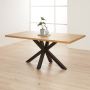 Industrial Natural Oak 180cm Dining Table with Black Starburst Legs – 6 to 8 Seater