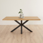 Industrial Natural Oak 180cm Dining Table with Black Starburst Legs – 6 to 8 Seater